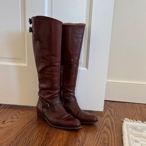 Frye Tall Leather Riding Boots - Brown